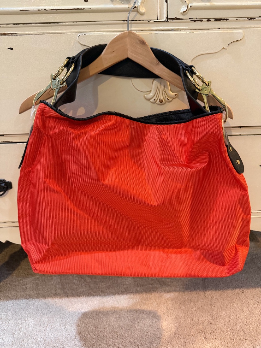 Anteprima Nueva Large Orange Shoulder Bag with Gold Links and Leather Handle